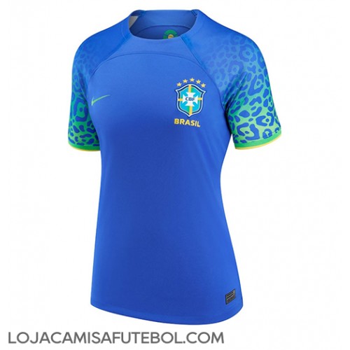 Camisa de Futebol Brasil Equipamento Secundário Mulheres Mundo 2022 Manga Curta